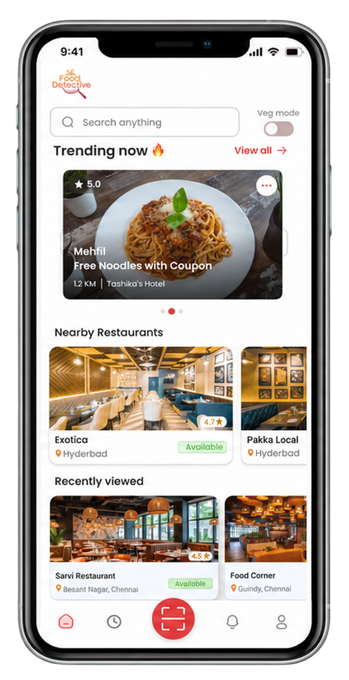 Food Detecto app mockup
